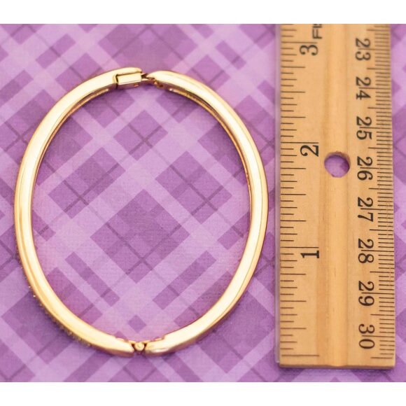 Vintage Dainty Rhinestones Stripe Gold Tone Hinged Bangle 7 inch by Avon - V8 - Picture 3 of 3